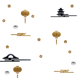 中国风金色祥云灯笼PNG免扣