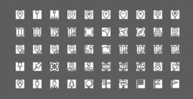 50个黑白位置UI图标