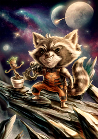 火箭浣熊  银河护卫油画