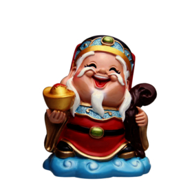 赌神雕塑新年财神拜年PNG素材