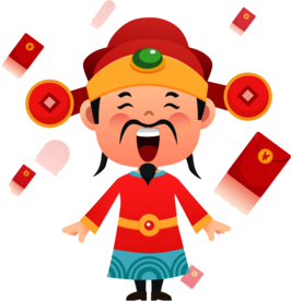 新年发红包财神拜年PNG素材