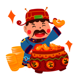 新年财神拜年PNG素材