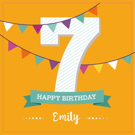 小朋友儿童生日海报数字7