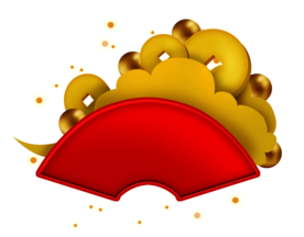 新年扇子扇形背景元素PNG素材