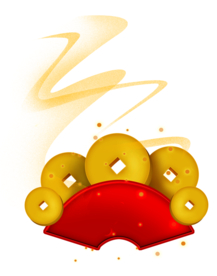 新年海报扇形铜钱元素PNG素材