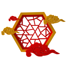 新年古典窗户元素PNG素材