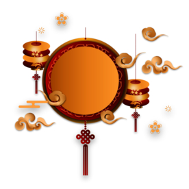 新年灯笼背景元素PNG素材