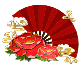 新年扇子扇形元素PNG素材