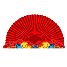 新年扇子扇形背景元素PNG素材