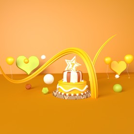 C4D 模型生日蛋糕氛围电商