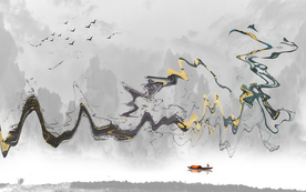 山水画 中式背景墙 装饰画 新