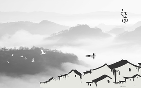 山水画 中式背景墙 装饰画