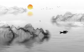 中式山水画背景墙