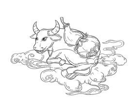 牛年中国风国潮插画-线稿