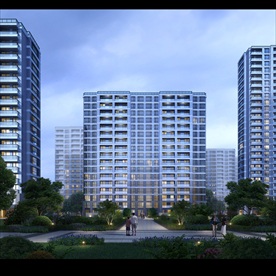 绿城别墅洋房黄昏园林景观