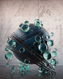 C4D 模型玻璃珠水珠抽象圆球