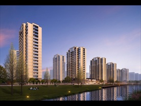 绿城别墅洋房黄昏园林景观图片