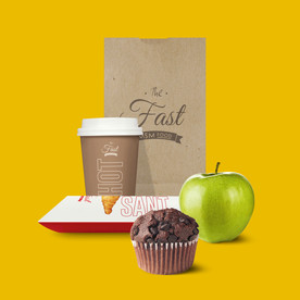 西式快餐鸡块咖啡套装VI样机