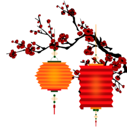 中国风灯笼梅花元素PNG
