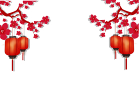 中国风灯笼梅花元素PNG