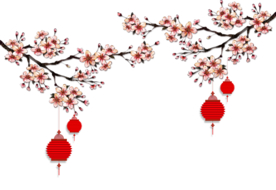 中国风灯笼梅花元素PNG