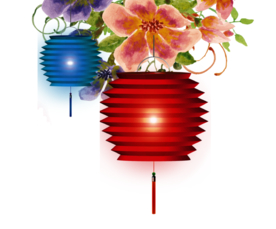 中国风灯笼梅花元素PNG