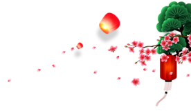 中国风灯笼梅花元素PNG