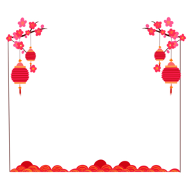 中国风灯笼梅花元素PNG