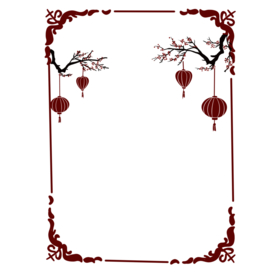 中国风灯笼梅花元素PNG