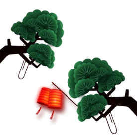 中国风灯笼梅花元素PNG