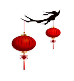 中国风灯笼梅花元素PNG