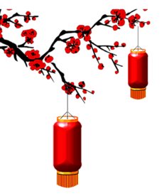 中国风灯笼梅花元素PNG