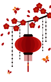 中国风灯笼梅花元素PNG