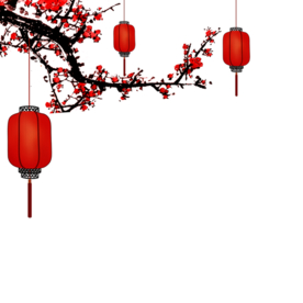 中国风灯笼梅花元素PNG