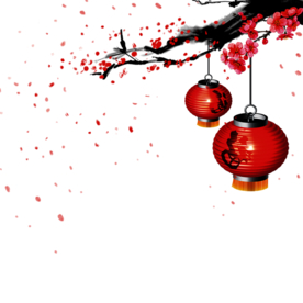 中国风灯笼梅花元素PNG