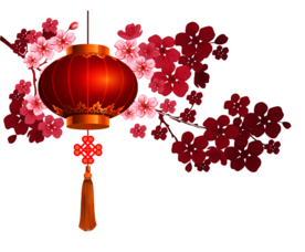中国风灯笼梅花元素PNG