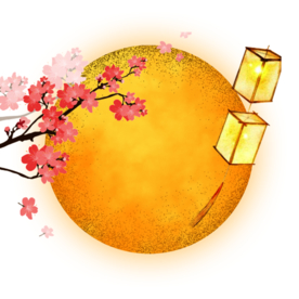 中国风灯笼梅花元素PNG