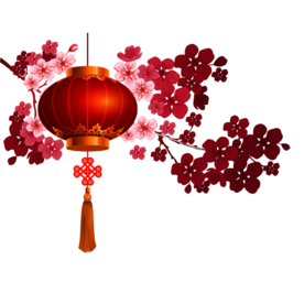 中国风灯笼梅花元素PNG