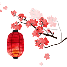 中国风灯笼梅花元素PNG
