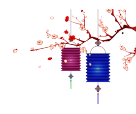 中国风灯笼梅花元素PNG