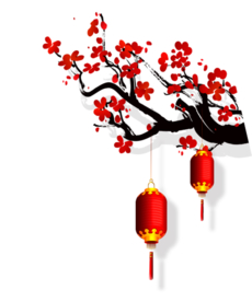 中国风灯笼梅花元素PNG