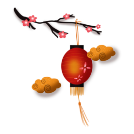 中国风灯笼梅花元素PNG