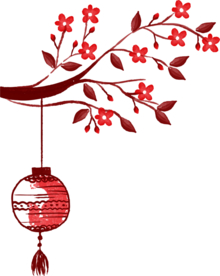 中国风灯笼梅花元素PNG