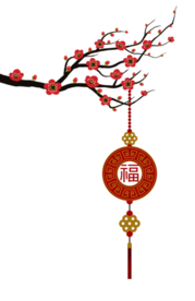 中国风灯笼梅花元素PNG