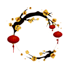 中国风灯笼梅花元素PNG