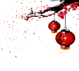 中国风灯笼梅花元素PNG