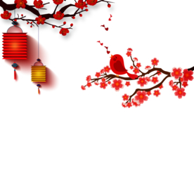 中国风灯笼梅花元素PNG