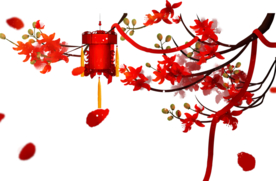 中国风灯笼梅花元素PNG