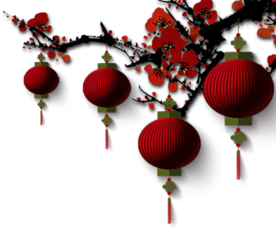 中国风灯笼梅花元素PNG