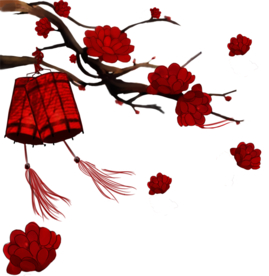 中国风灯笼梅花元素PNG